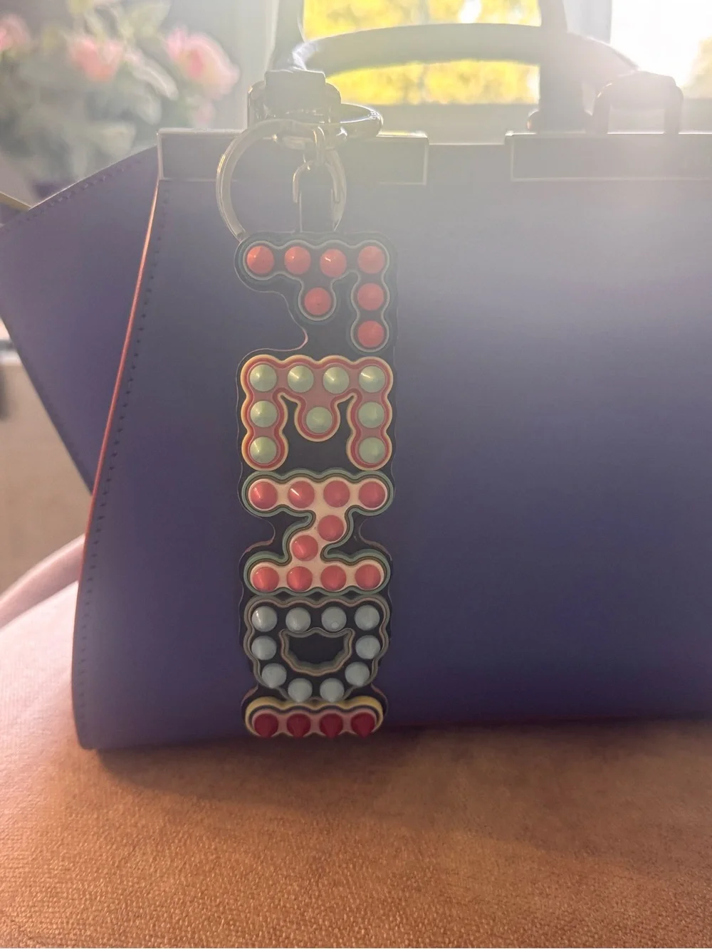 Fendi Purple Mini Satchel with Colorful Charm
